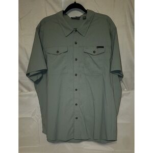🔥 Free Country Shirt Men's XXL Olive Green  Short Sleeve Button Down 🔥